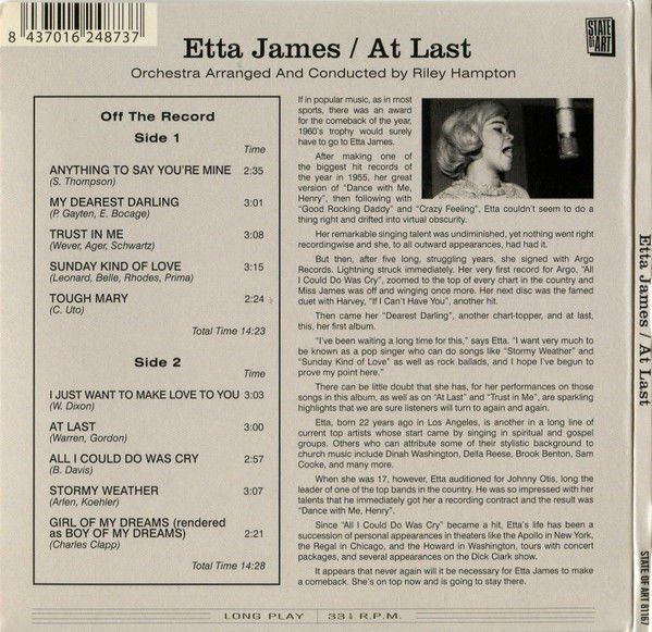 ETTA JAMES – AT LAST! / THE SECOND TIME AROUND (1960) - CD DIGIPAK 2017 REISSUE AMBALAJINDA SIFIR