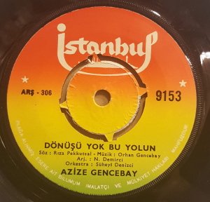 AZİZE GENCEBAY - DAMARIMDA KANIMSIN / DÖNÜŞÜ YOK BU YOLUN - 7'' 45 DEVİR KAPAKLI 2.EL 45LİK PLAK