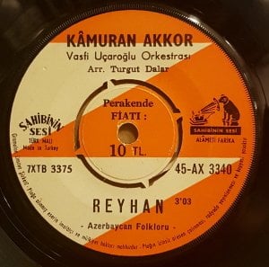 KAMURAN AKKOR - REYHAN / LALELER  -  7'' 45 DEVİR KAPAKSIZ 2.EL 45LİK PLAK