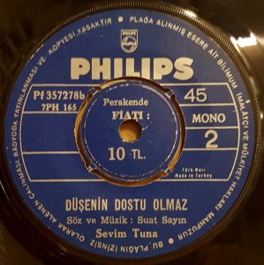 SEVİM TUNA - BAĞDAT YOLUNDA / DÜŞENİN DOSTU OLMAZ - 7'' 45 DEVİR KAPAKSIZ 2.EL 45LİK PLAK