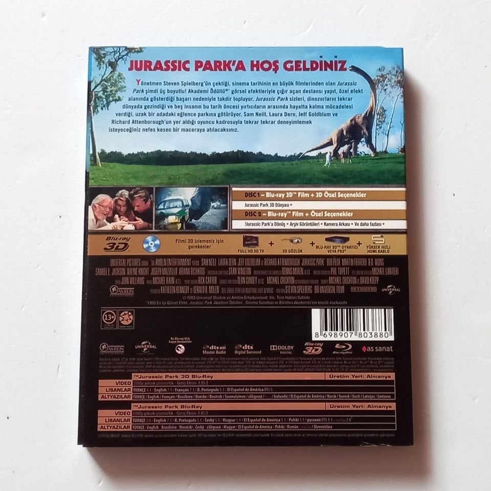 JURASSIC PARK 3D - SAM NEILL, LAURA DERN, JEFF GOLDBLUM - YÖN.: STEVEN SPIELBERG - BLU-RAY + BLU-RAY 3D İKİ DİSK HOLOGRAM SLIPCASE 2.EL