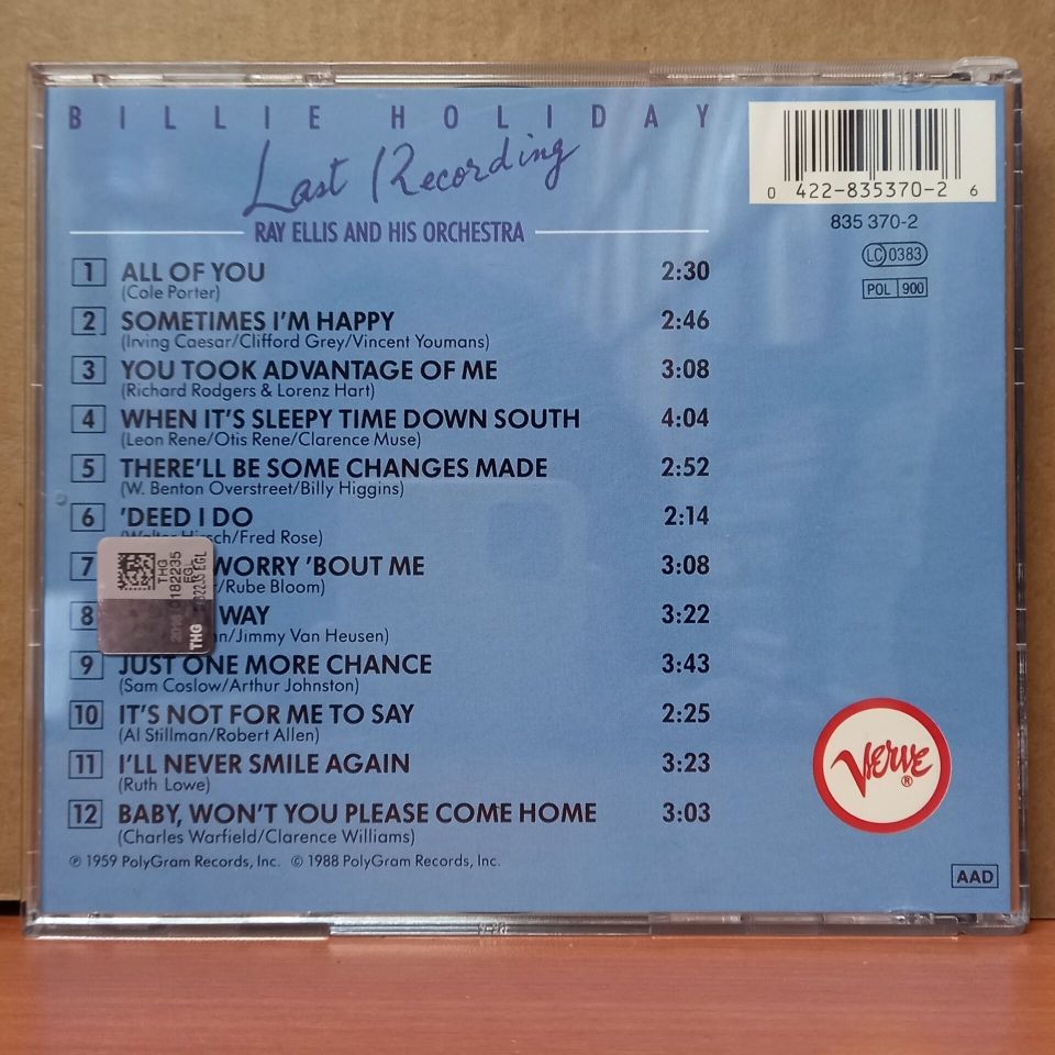 BILLIE HOLIDAY – LAST RECORDING (1988) - CD 2.EL