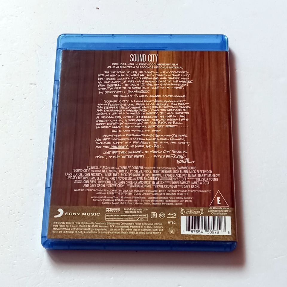 SOUND CITY - MUSIC DOCUMENTARY - YÖN.: DAVE GROHL  (2013) - BLU-RAY 2.EL TR ALTYAZI YOKTUR