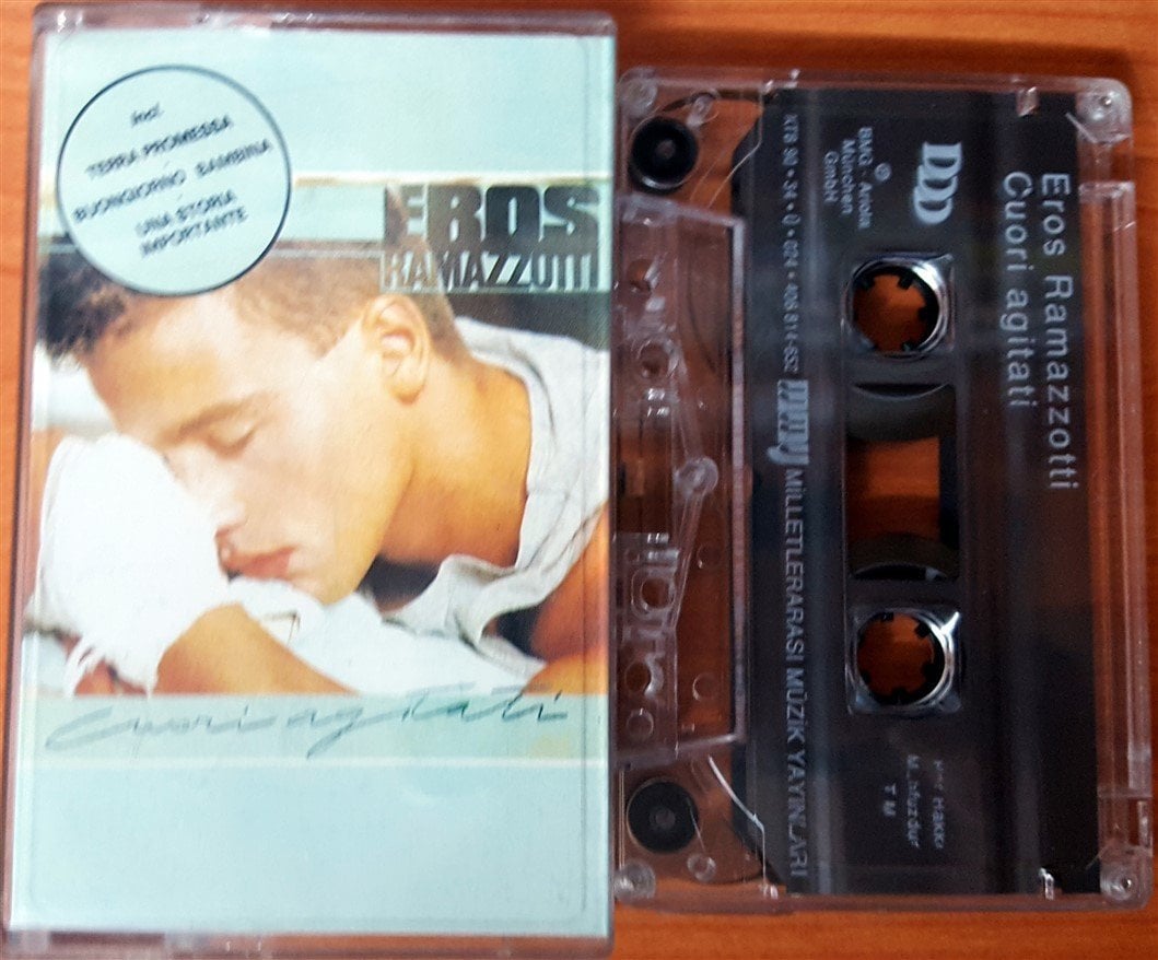 EROS RAMAZZOTTI - CUORI AGITATI (1990) MMY CASSETTE MADE IN TURKEY ''USED''