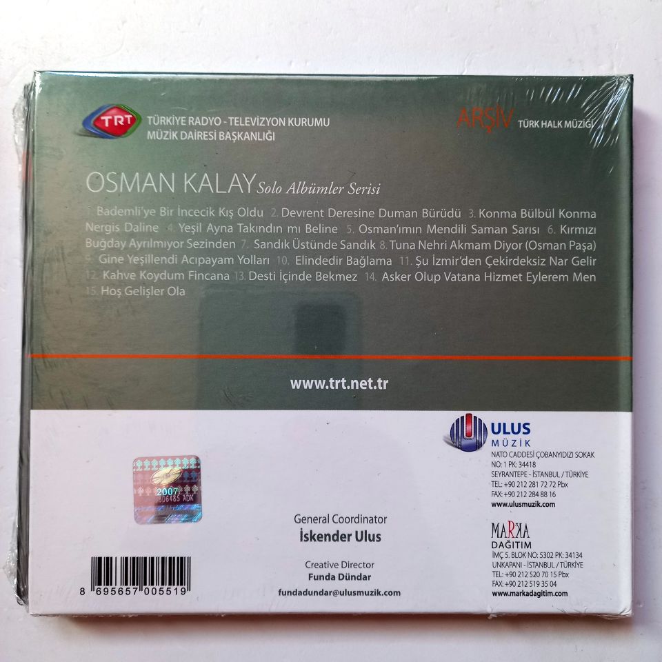 OSMAN KALAY / TÜRK HALK MÜZİĞİ / TRT ARŞİV SERİSİ 36 - CD SIFIR