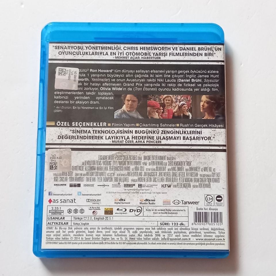 ZAFERE HÜCUM / RUSH - CHRIS HEMSWORTH, DANIEL BRÜHL - YÖN.: RON HOWARD - BLU-RAY + DVD 2.EL