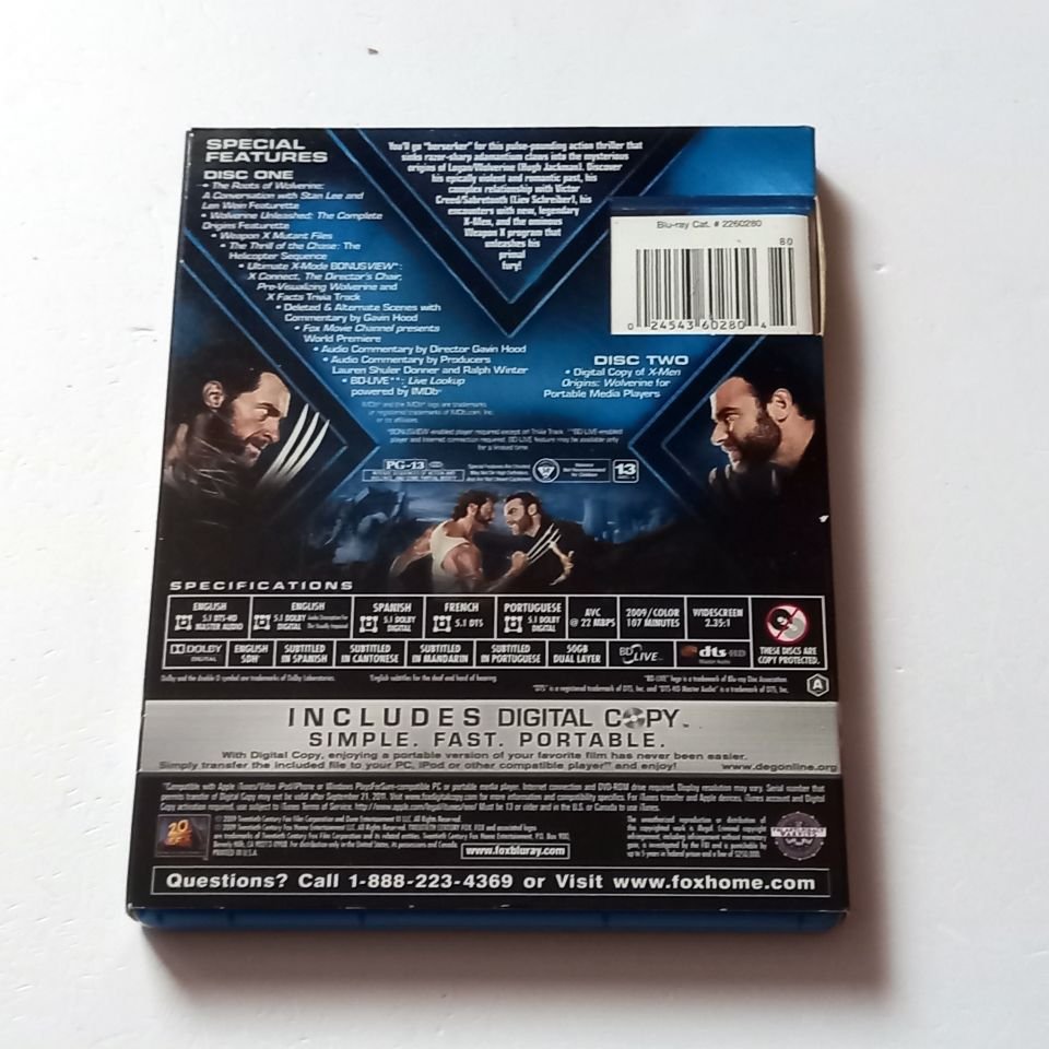 X-MEN ORIGINS WOLVERINE - HUGH JACKMAN, LIEV SCHREIBER - YÖN.: GAVIN HOOD - BLU-RAY 2 DİSK SLIPCOVER REGION A 2.EL TR ALTYAZI YOKTUR