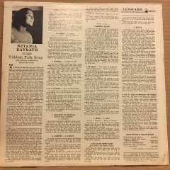 NETANIA DAVRATH SINGS YIDDISH FOLK SONGS 2.EL PLAK