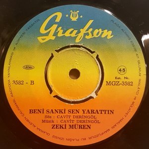 ZEKİ MÜREN - GÜNAH BENDE Mİ / BENİ SANKİ SEN YARATTIN -  7'' 45 DEVİR KAPAKSIZ 2.EL 45LİK PLAK