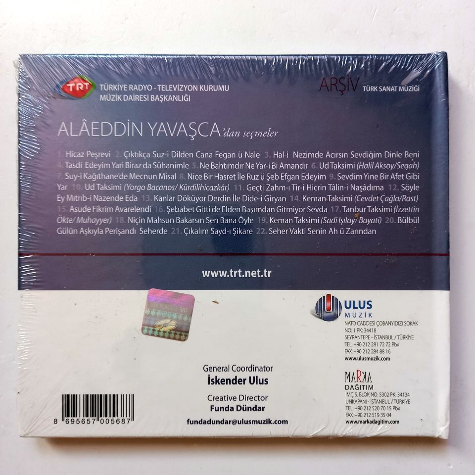 ALAEDDİN YAVAŞCA'DAN SEÇMELER / TÜRK SANAT MÜZİĞİ / TRT ARŞİV SERİSİ 45 - CD SIFIR