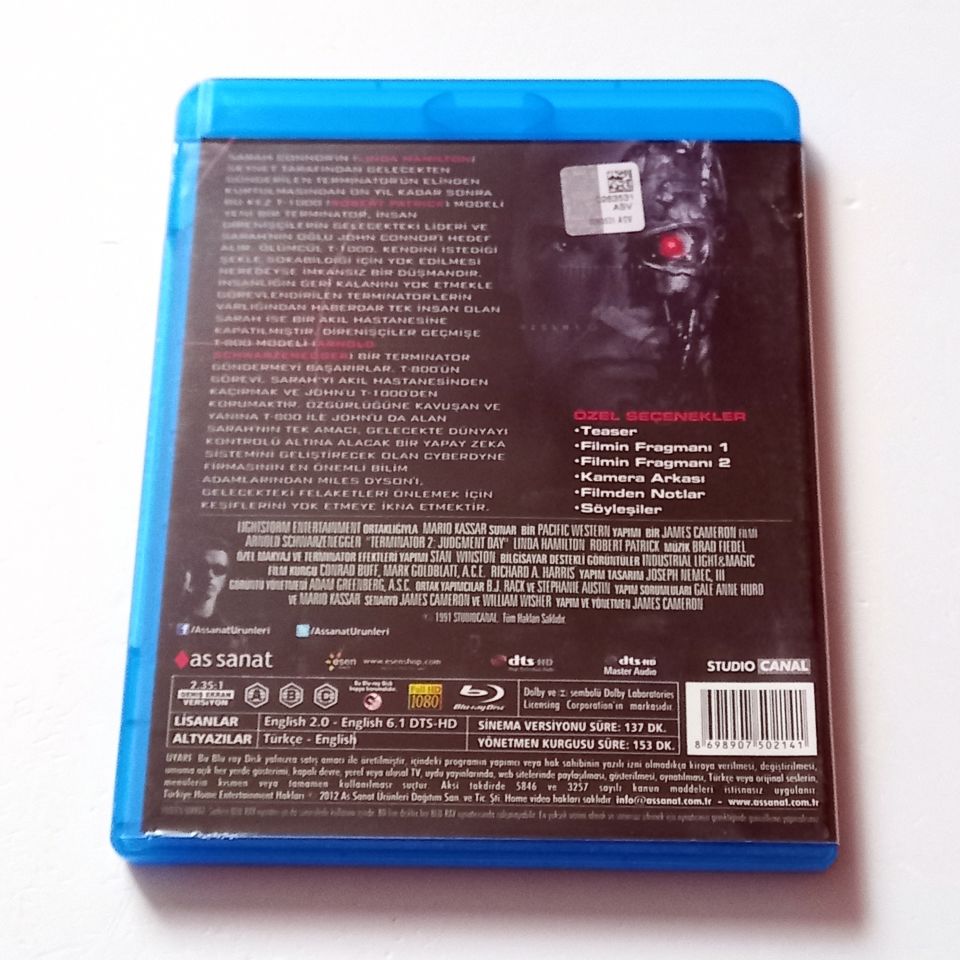 TERMINATOR 2 MAHŞER GÜNÜ / TERMINATOR 2 JUDGMENT DAY - ARNOLD SCHWARZENEGGER, LINDA HAMILTON, ROBERT PATRICK - YÖN.: JAMES CAMERON - BLU-RAY 2.EL