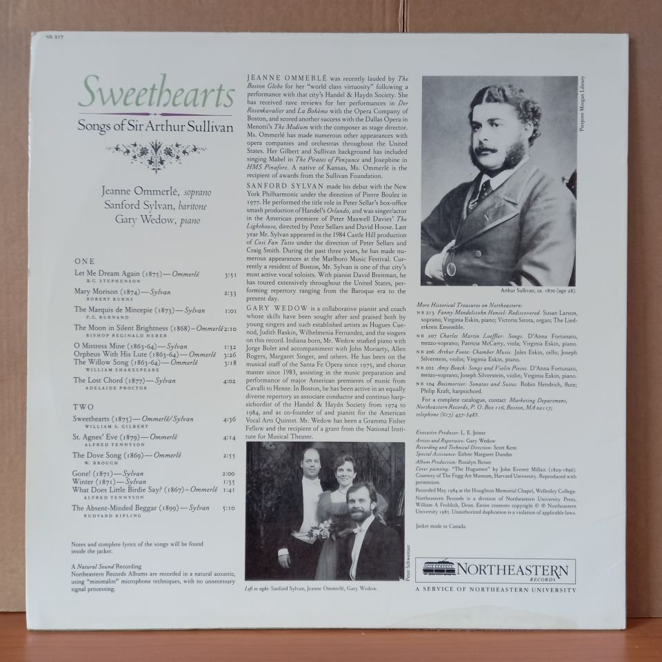 SWEETHEARTS / SONGS OF SIR ARTHUR SULLIVAN / JEANNE OMMERLE, SANFORD SYLVAN, GARY WEDOW (1985) - LP 2.EL PLAK