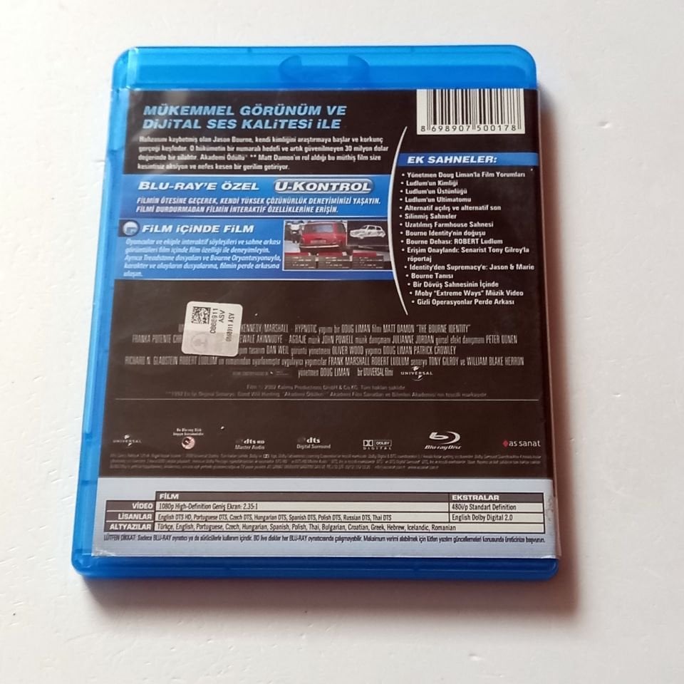 GEÇMİŞİ OLMAYAN ADAM / THE BOURNE IDENTITY - MATT DAMON, FRANKA POTENTE - YÖN.: DOUG LIMAN - BLU-RAY 2.EL