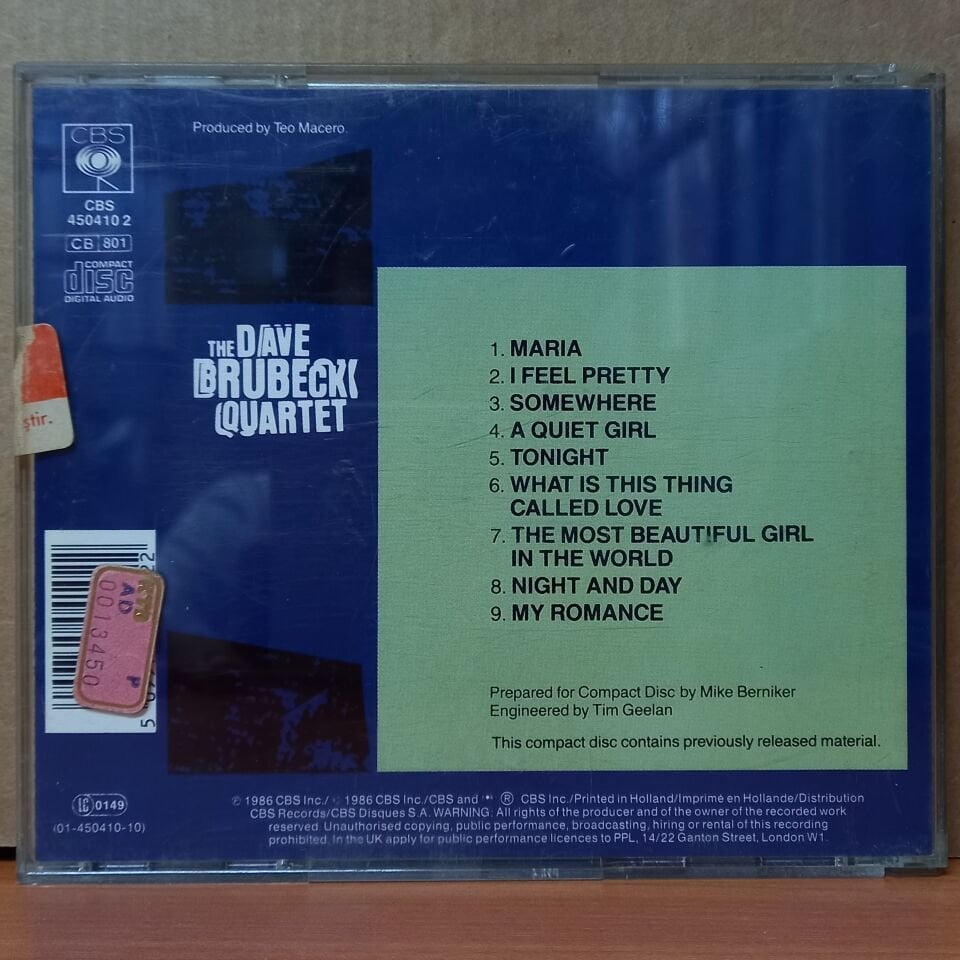 THE DAVE BRUBECK QUARTET – PLAYS MUSIC FROM WEST SIDE STORY AND... (1986) - CD 2.EL