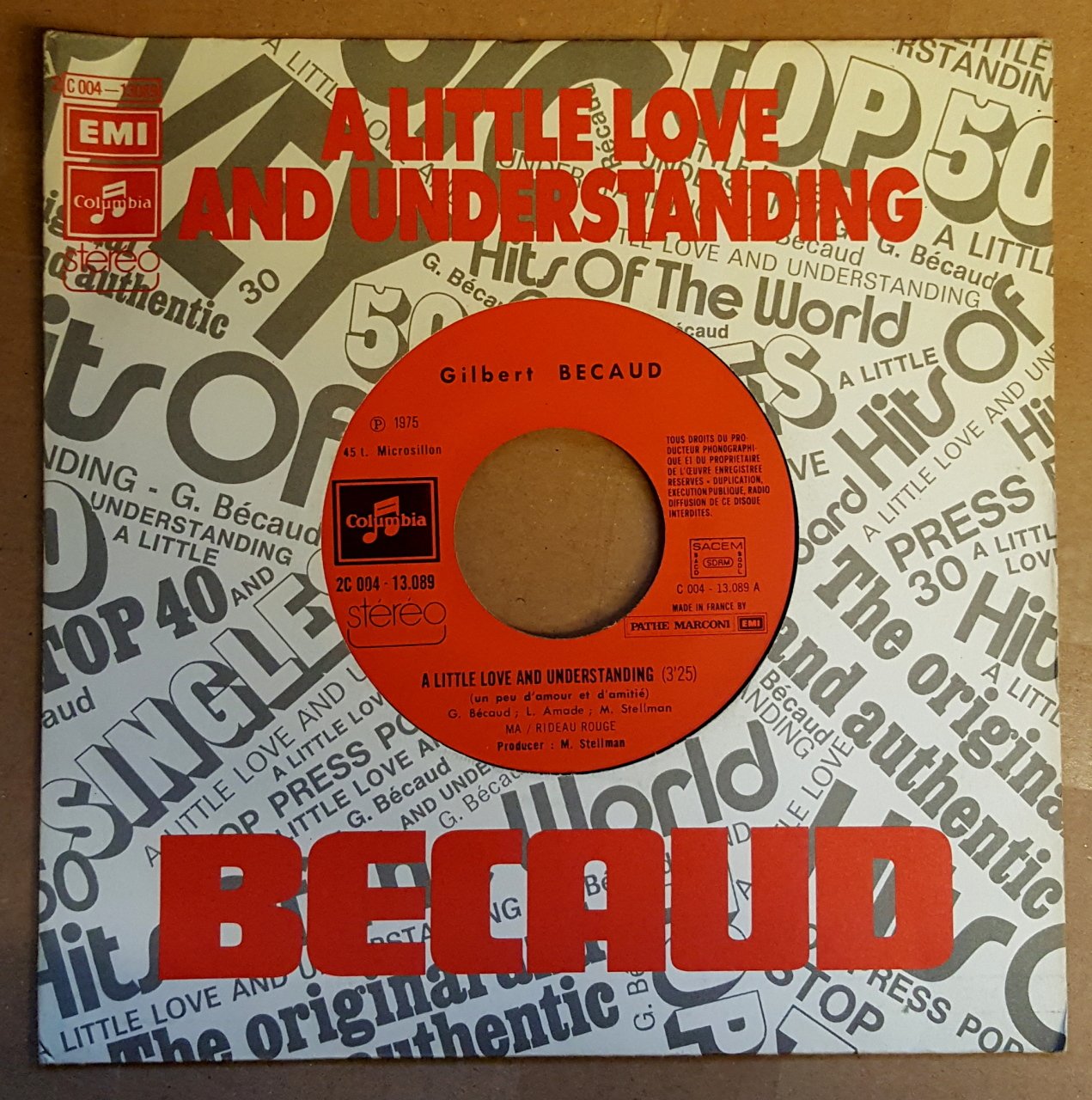 GILBERT BECAUD - A LITTLE LOVE AND UNDERSTANDING / LET IT BE ME (1975) - 7'' 45 DEVİR SINGLE PLAK