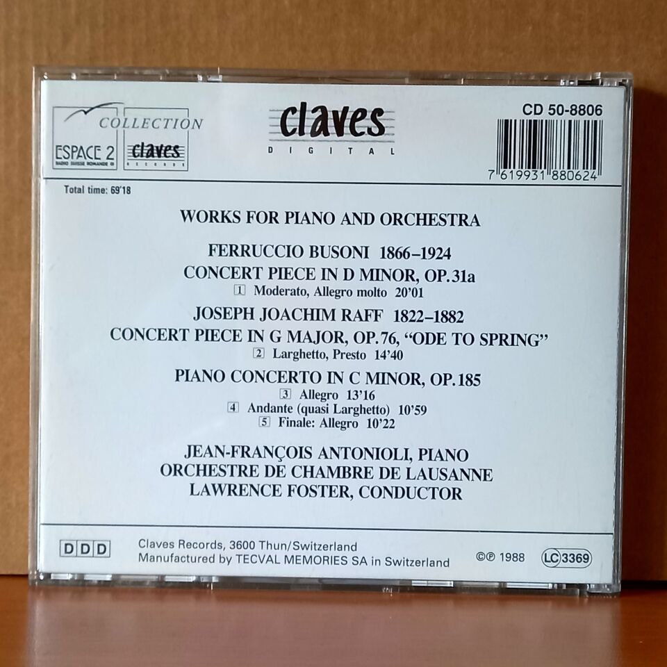 BUSONI / RAFF / WORKS FOR PIANO AND ORCHESTRA / JEAN-FRANÇOIS ANTONIOLI, ORCHESTRE DE CHAMBRE DE LAUSANNE, LAWRENCE FOSTER (1988) - CD 2.EL