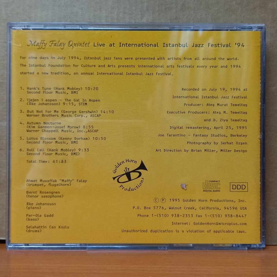MAFFY FALAY QUINTET – LIVE AT THE INTERNATIONAL ISTANBUL JAZZ FESTIVAL '94 (1995) - CD 2.EL