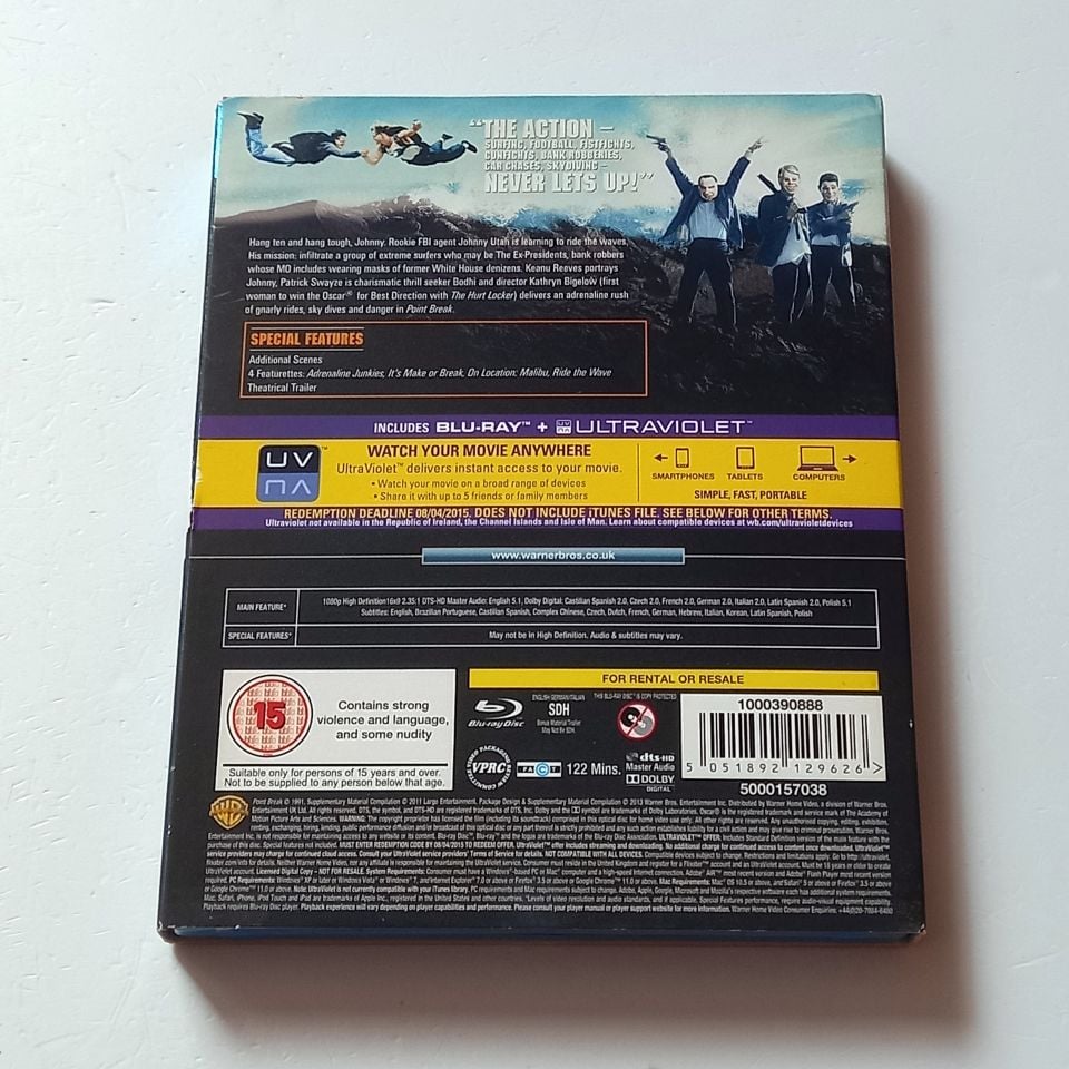 POINT BREAK - PATRICK SWAYZE, KEANU REEVES - YÖN.: KATHRYN BIGELOW - BLU-RAY SLIPCOVER REGION B  2.EL TR ALTYAZI YOKTUR