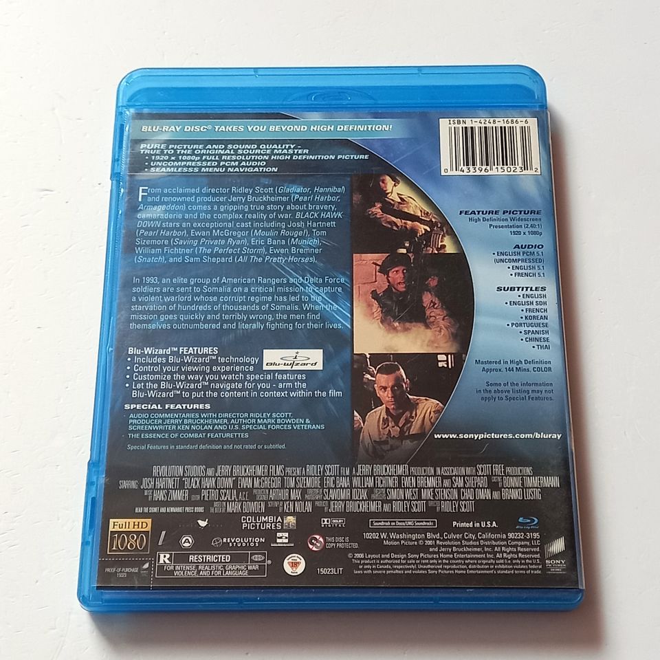BLACK HAWK DOWN - JOSH HARTNETT, EWAN MCGREGOR - YÖN.: RIDLEY SCOTT - BLU-RAY REGION FREE 2.EL TR ALTYAZI YOKTUR