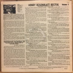 HENRY ROSENBLATT RECITAL, A MUSICAL JOURNEY THROUGH FIVE CENTURIES OF JEWISH CLASSICS (1972) 2.EL PLAK