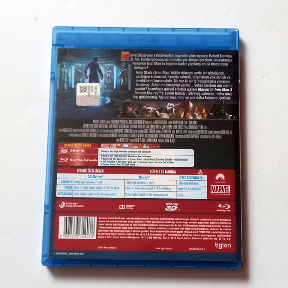 IRON MAN 3 - ROBERT DOWNEY JR., GWYNETH PALTROW, DON CHEADLE - YÖN.: SHANE BLACK - BLU-RAY + BLU-RAY 3D İKİ DİSK 2.EL