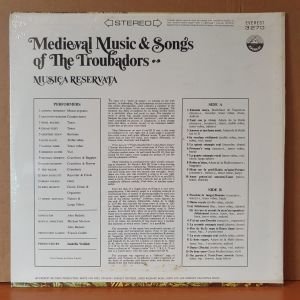 MEDIEVAL MUSIC & SONGS OF THE TROUBADORS / MUSICA RESERVATA (1968) - LP DÖNEM BASKISI SIFIR PLAK