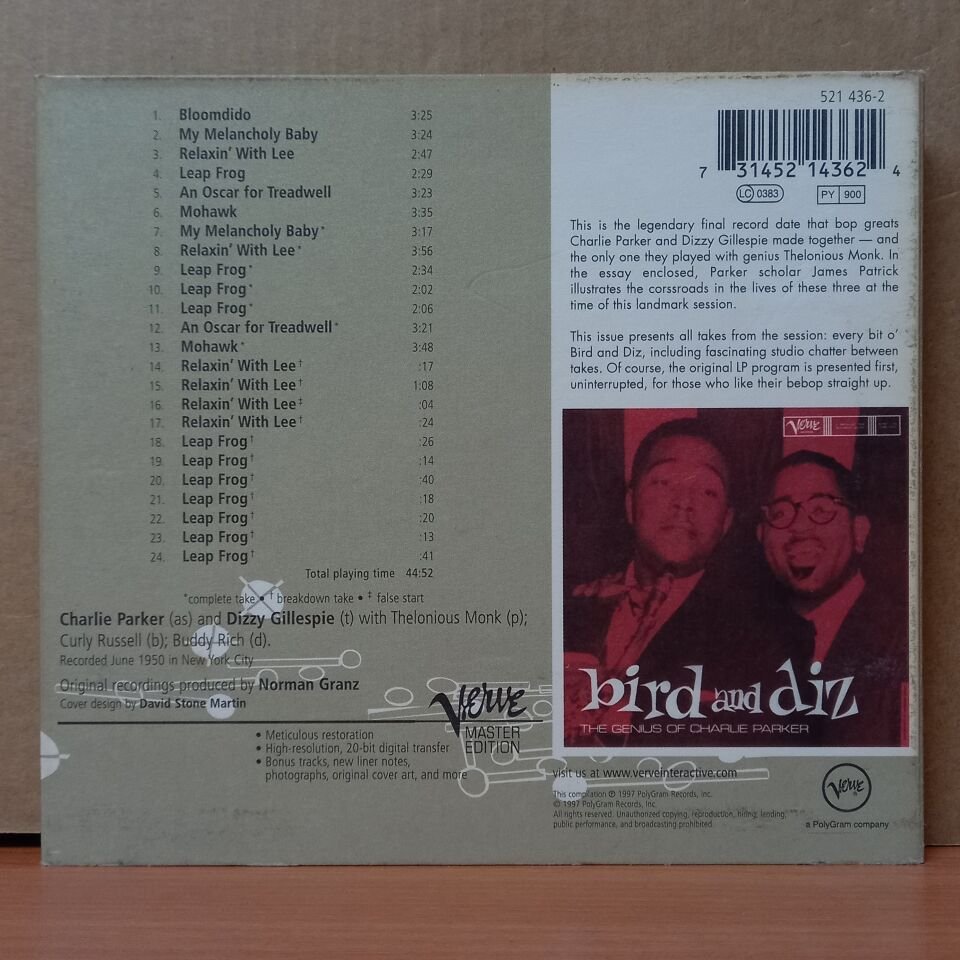 CHARLIE PARKER, DIZZY GILLESPIE – BIRD AND DIZ (1997) - CD 2.EL
