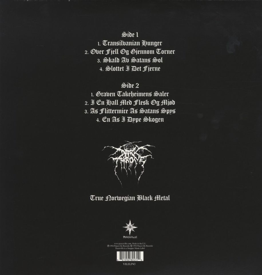 DARKTHRONE - TRANSILVANIAN HUNGER (1994) - LP 2013 EDITION BLACK METAL SIFIR PLAK