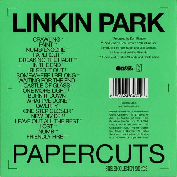 LINKIN PARK – PAPERCUTS / SINGLES COLLECTION 2000-2023 (2024) - CD DIGISLEEVE AMBALAJINDA SIFIR