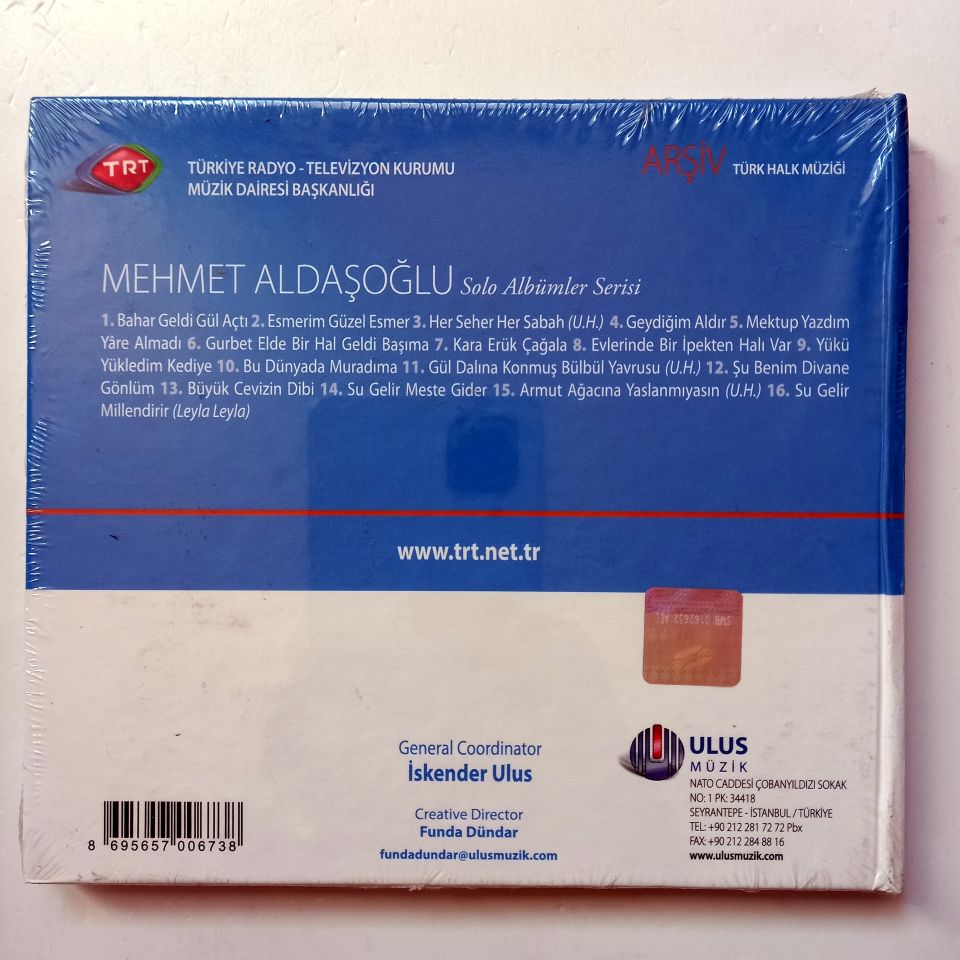 MEHMET ALDAŞOĞLU / TÜRK HALK MÜZİĞİ / TRT ARŞİV SERİSİ 118 - CD SIFIR