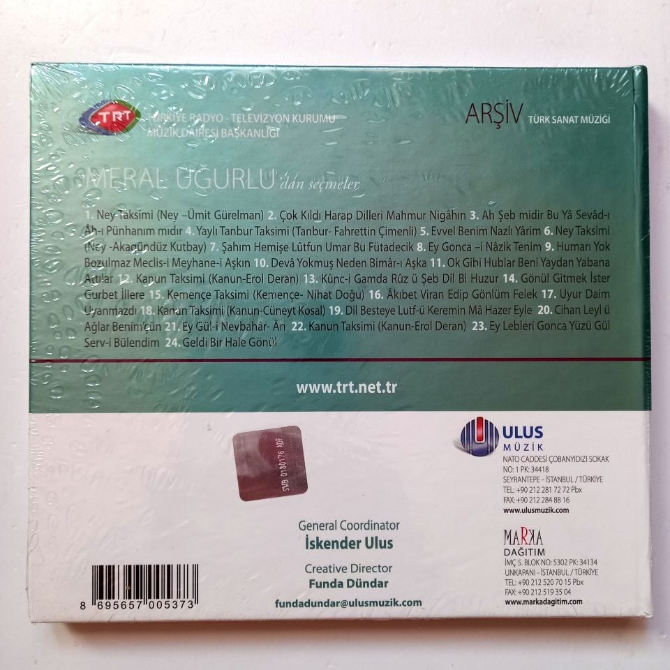 MERAL UĞURLU'DAN SEÇMELER / TÜRK SANAT MÜZİĞİ / TRT ARŞİV SERİSİ 26 - CD SIFIR