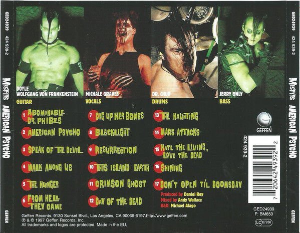 MISFITS – AMERICAN PSYCHO (1997) - CD REISSUE JEWEL CASE AMBALAJINDA SIFIR