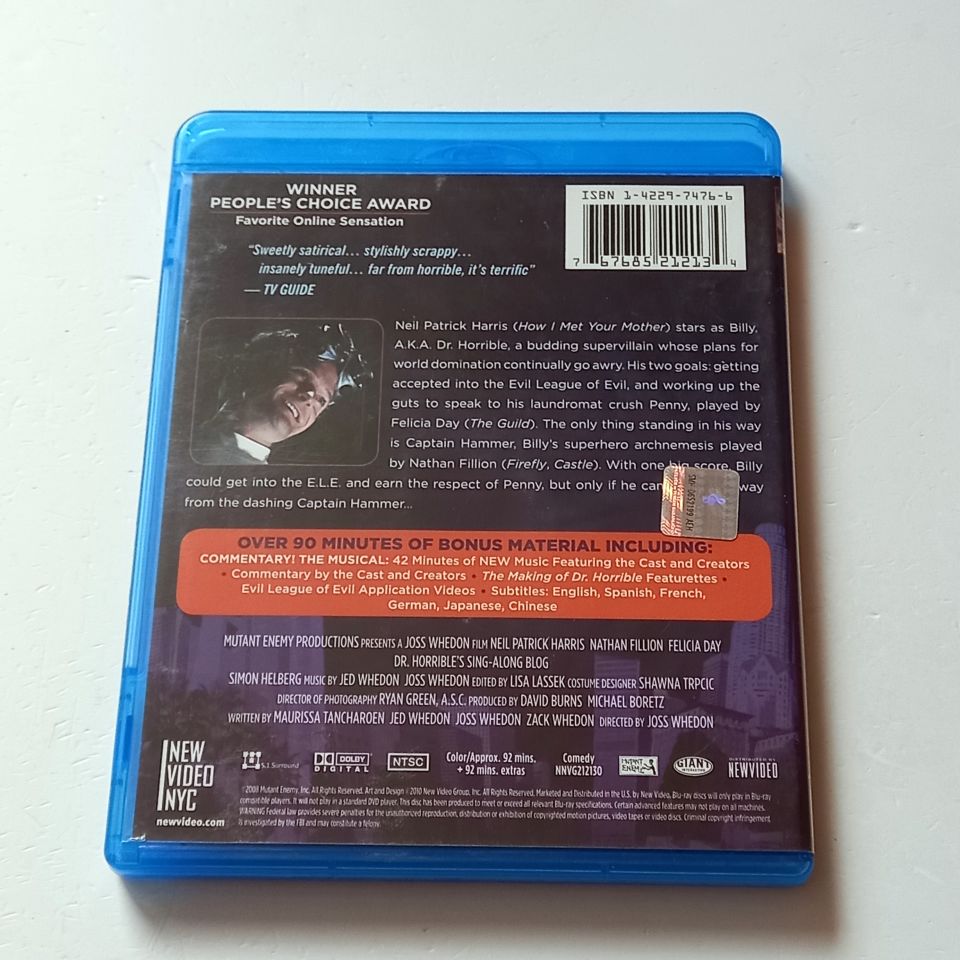 DR. HORRIBLE\'S SING-ALONG BLOG - NEIL PATRICK HARRIS, NATHAN FILLION - YÖN.: JOSS WHEDON -  BLU-RAY REGION FREE TR ALTYAZI YOKTUR 2.EL