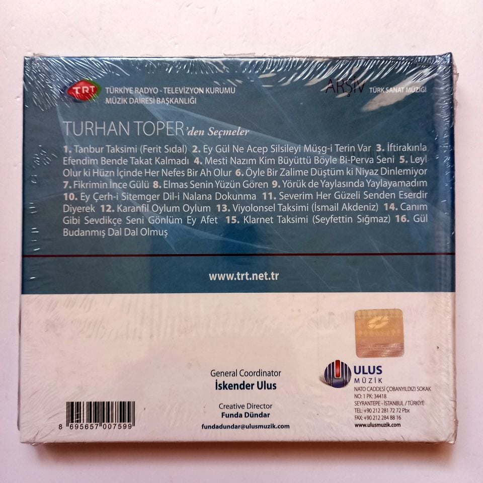TURHAN TOPER / TÜRK SANAT MÜZİĞİ / TRT ARŞİV SERİSİ 174 - CD SIFIR