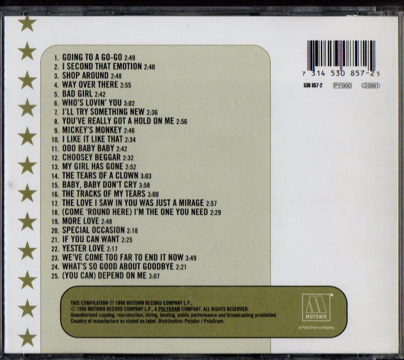 SMOKEY ROBINSON & THE MIRACLES - THE ULTIMATE COLLECTION (1988) - CD REISSUE 2.EL