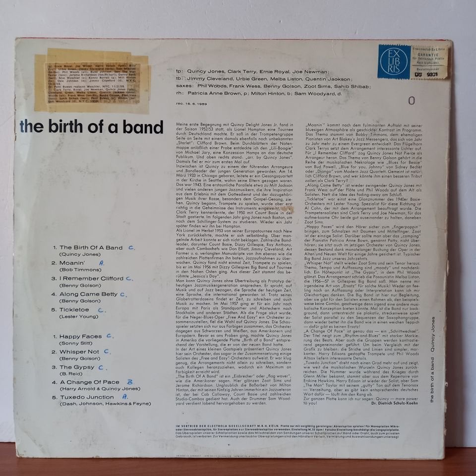 QUINCY JONES – THE BIRTH OF A BAND (1960) - LP 2.EL PLAK
