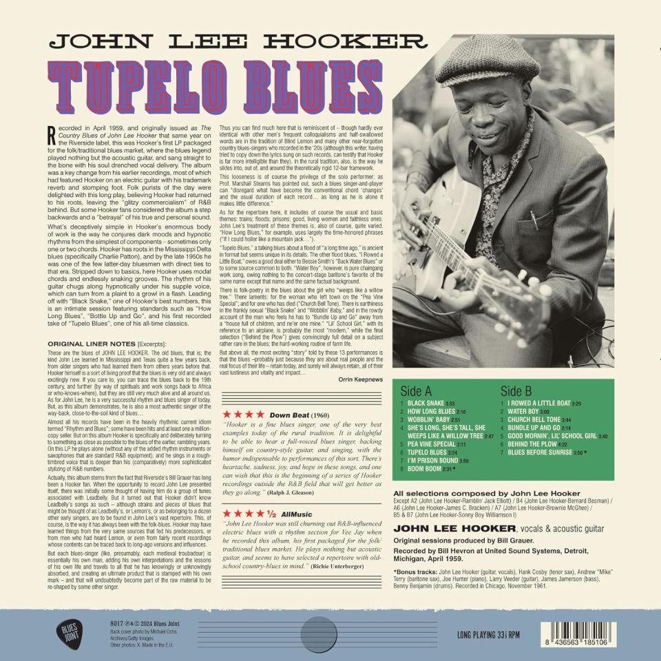 JOHN LEE HOOKER - TUPELA BLUES / The Country Blues Of John Lee Hooker (1959) - LP 180GR 2024 EDITION SIFIR PLAK