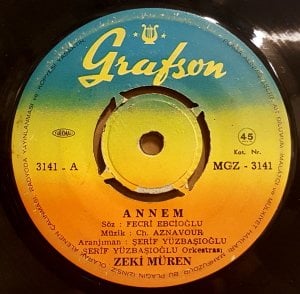 ZEKİ MÜREN - ANNEM / KIZILCIKLAR - 7'' 45 DEVİR KAPAKSIZ 2.EL 45LİK PLAK