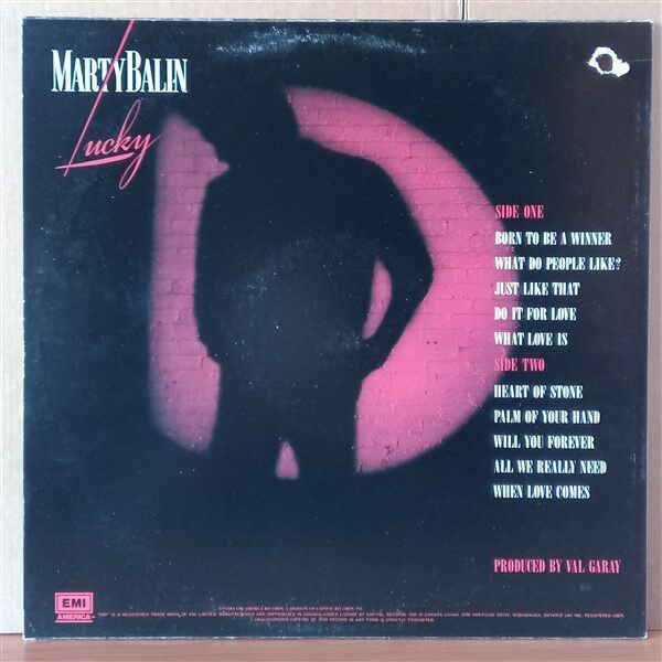 MARTY BALIN – LUCKY (1983) - LP 2.EL PLAK
