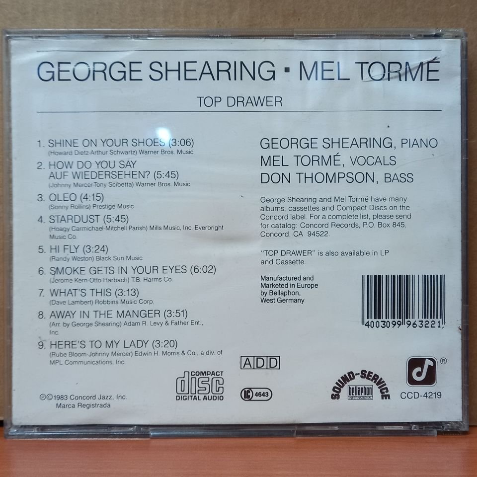 GEORGE SHEARING, MEL TORME – TOP DRAWER (1983) - CD 2.EL