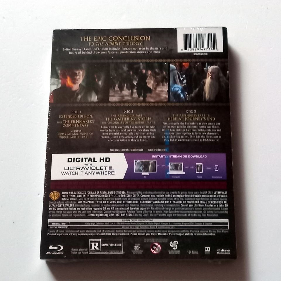 THE HOBBIT / THE BATTLE OF THE FIVE ARMIES - IAN MCKELLEN, MARTIN FREEMAN, RICHARD ARMITAGE - YÖN: PETER JACKSON - 3 DISC BLU-RAY  EXTENDED EDITION 1. BÖLGE TR ALTYAZI YOKTUR