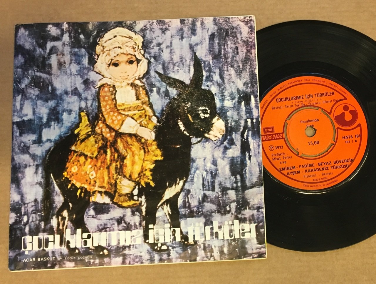 ÇOCUKLARIMIZ İÇİN TÜRKÜLER EKREM ZEKİ ÜN 7'' 45 DEVİR