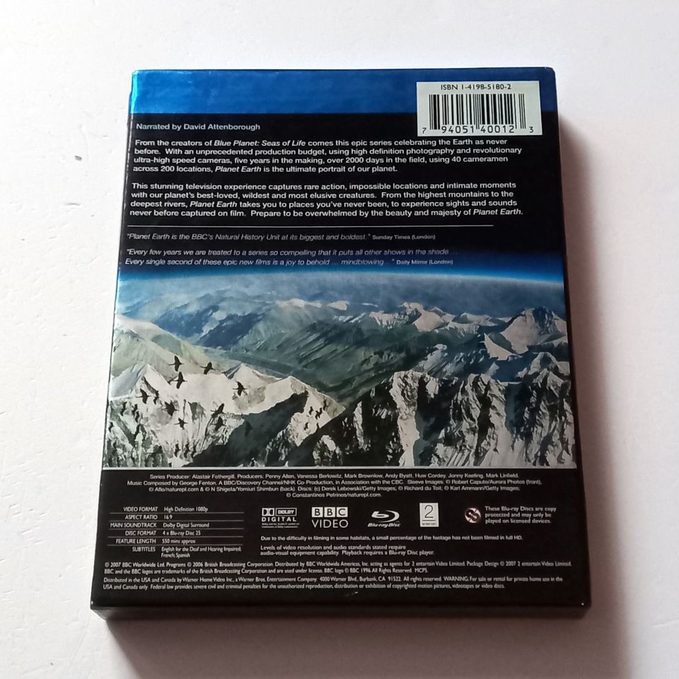 PLANET EARTH - THE COMPLETE SERIES - DOCUMENTARY - 4 X BLU-RAY 4-DISC SET SLIPCASE REGION FREE TÜRKÇE ALTYAZI YOKTUR  2.EL