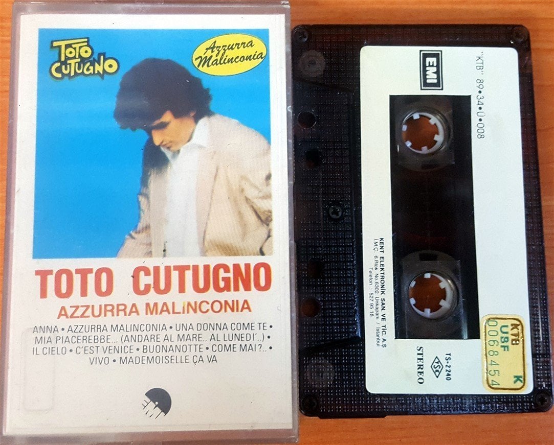 TOTO CUTUGNO - AZZURRA MALINCONIA (1989) EMI CASSETTE MADE IN TURKEY ''USED'' PAPER LABEL