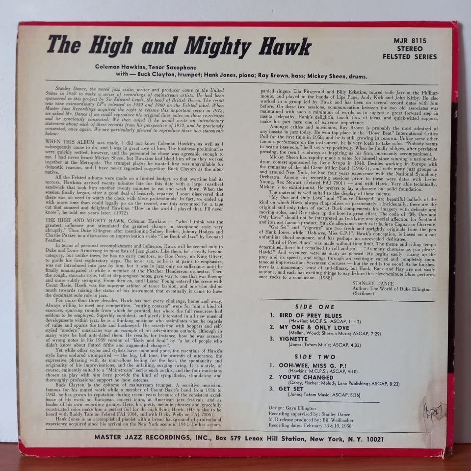 THE COLEMAN HAWKINS' QUINTET – THE HIGH AND MIGHTY HAWK (1972) - LP 2.EL PLAK