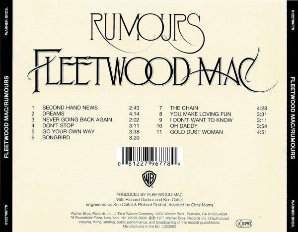 FLEETWOOD MAC – RUMOURS (1977) - CD REMASTERED REISSUE SIFIR