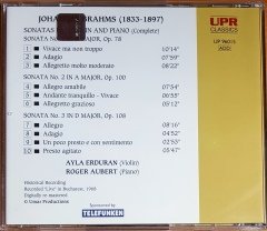BRAHMS: 3 SONATAS FOR VIOLIN AND PIANO / AYLA ERDURAN, ROGER AUBERT / UPR CLASSICS CD 2.EL