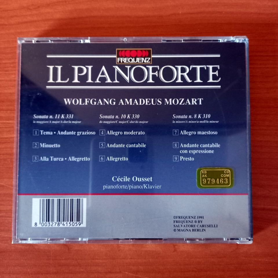 MOZART: SONATA N. 11 K 331, SONATA N. 10 K 330, SONATA N. 8 K 310 / CECILE OUSSET (1991) - CD 2.EL