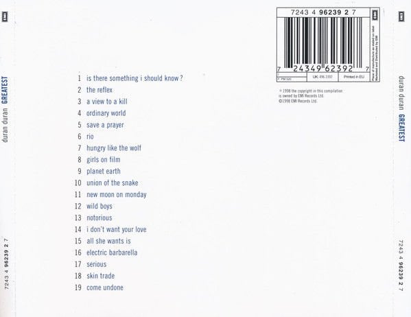 DURAN DURAN – GREATEST (1998) - CD REISSUE JEWEL CASE AMBALAJINDA SIFIR