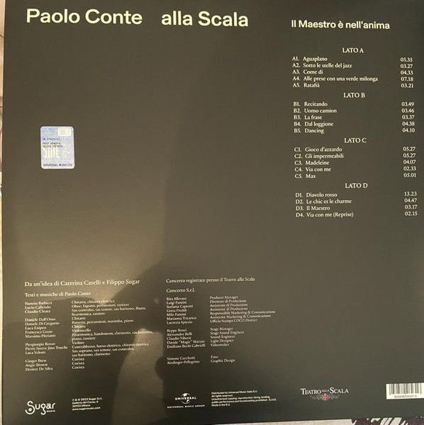 PAOLO CONTE - ALLA SCALA: IL MAESTRO È NELL'ANIMA (2023) - 2xLP SIFIR PLAK